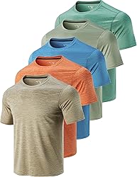 5 Pack Men’s Active Quick Dry Crew Neck T Shirts