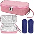 ISUSSER Breastmilk Cooler Bag with Ice Pack, Portable Insulated Breast Milk Storage Cooler Bag, Small Stylish Breastmilk Storage Bag Cooler with Wrist Strap (Pink)