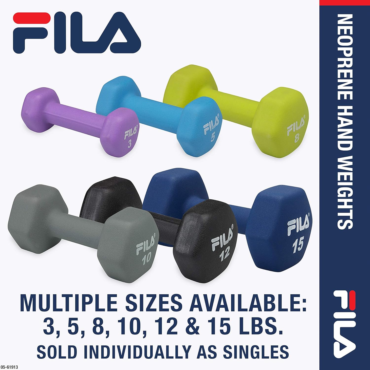 FILA Accessories Hand Weights for Women & Men - 5lb Dumbbell Neoprene Covered for Workout, Exercise & Fitness (Sold as Single 5 Pound Dumbbell) : Sports & Outdoors