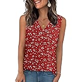 GKBK Tank Tops for Women Summer V Neck T Shirts Sleeveless Casual Basic Tee Loose Fit Cute Trendy Beach Vacation Clothes