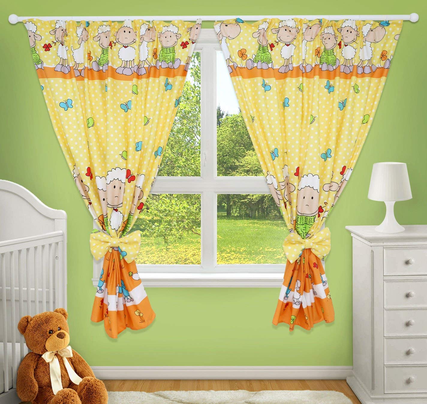 TheLittles24 Luxury Decorative Curtains for Baby Room Matching with Our Nursery Bedding Sets (Sheep Yellow)