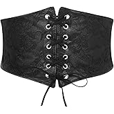 JASGOOD Wide Elastic Corset Belt for Women Vintage Lace-up Tied Waspie Waist Belt for Dress