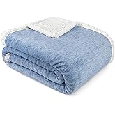 PAVILIA Melange Blue Sherpa Blanket Throw for Couch, Warm Soft Cozy Reversible Blanket Sofa Bed, Thick Plush Large Fleece Car Blanket, Decorative Home Room Decor Gifts Men Women, 50x60 Navy Blue