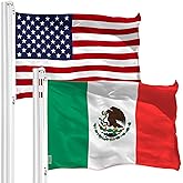 USA American & Mexico Mexican Flags 3x5 FT Combo Printed 150D Polyester By G128