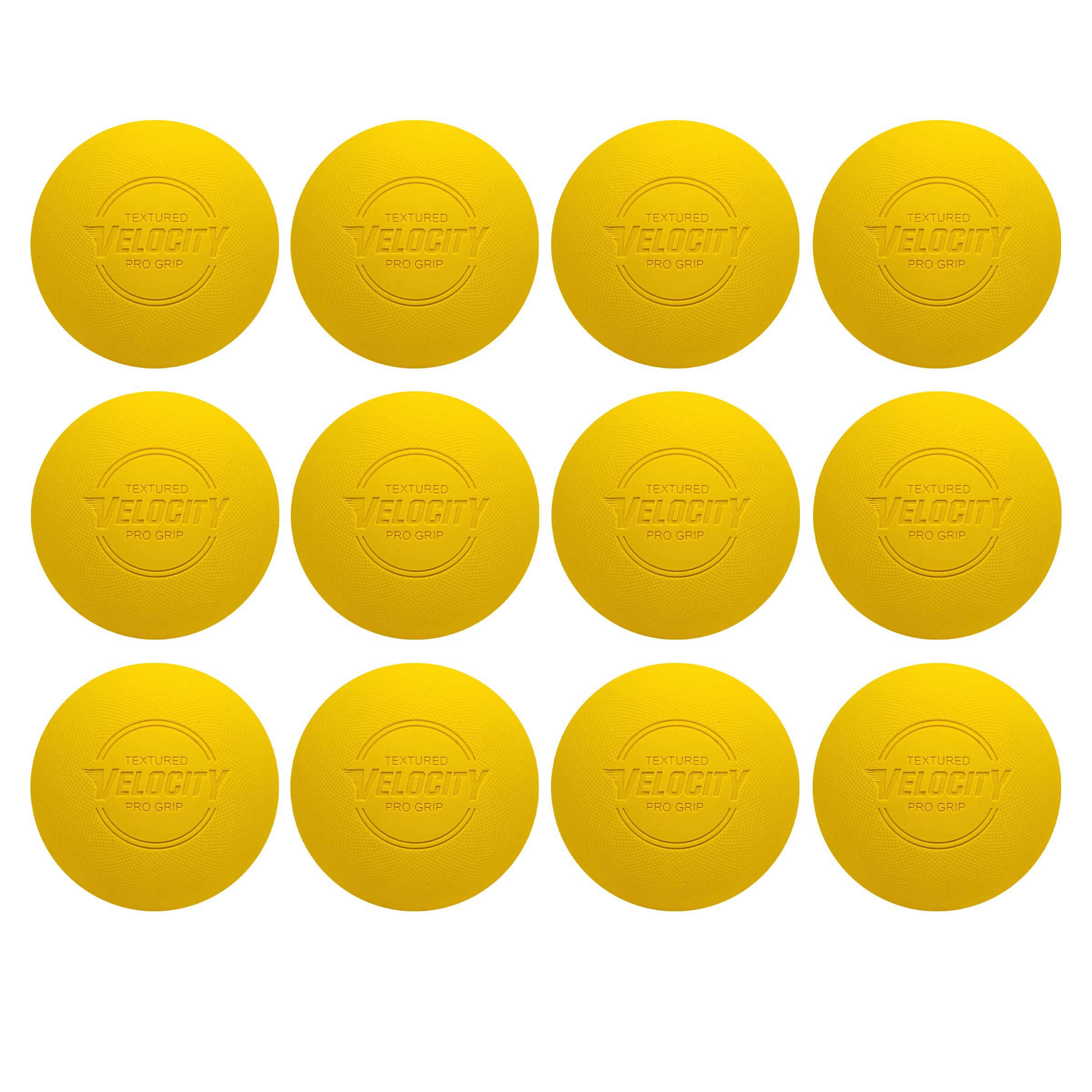 Velocity Textured Pro Grip Lacrosse Balls, Yellow, 12 Pack - Official NFHS, SEI, and NCAA Approved Size - Meets NOCSAE Standard - Textured Technology for Longer Life & More Control