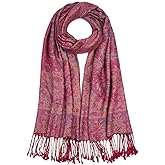 QIUTIMIY Paisley Pashmina Shawls and Wraps for Women Reversible Jacquard Festival Rave Pashmina Scarves with Fringe Vintage