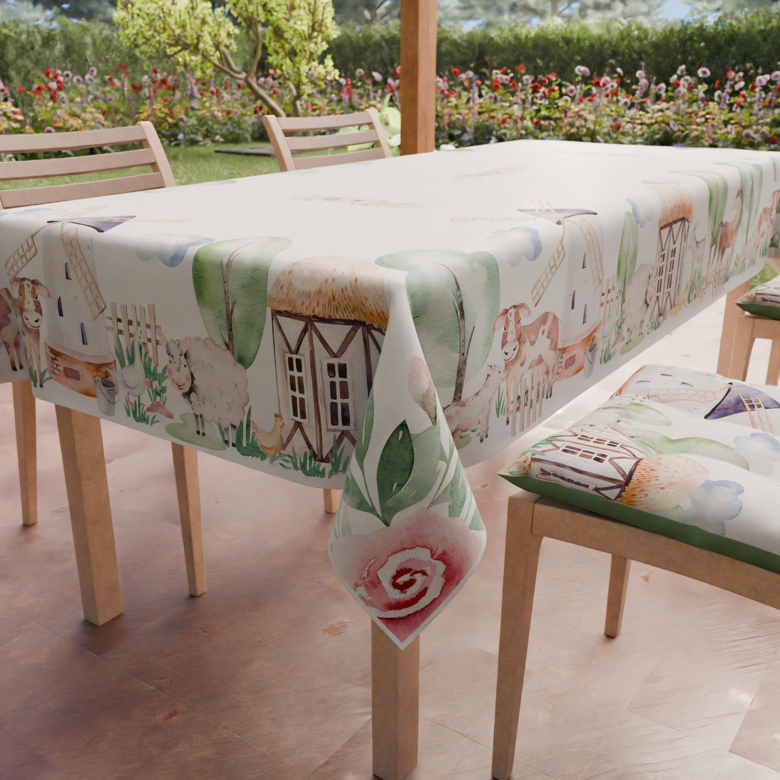 PETTI Artigiani Italiani - Rectangular Stain Resistant Tablecloth for Parties and Birthdays for Children, Kitchen Party Design 02 x 6 Seater (140 x 180 cm) 100% Made in Italy