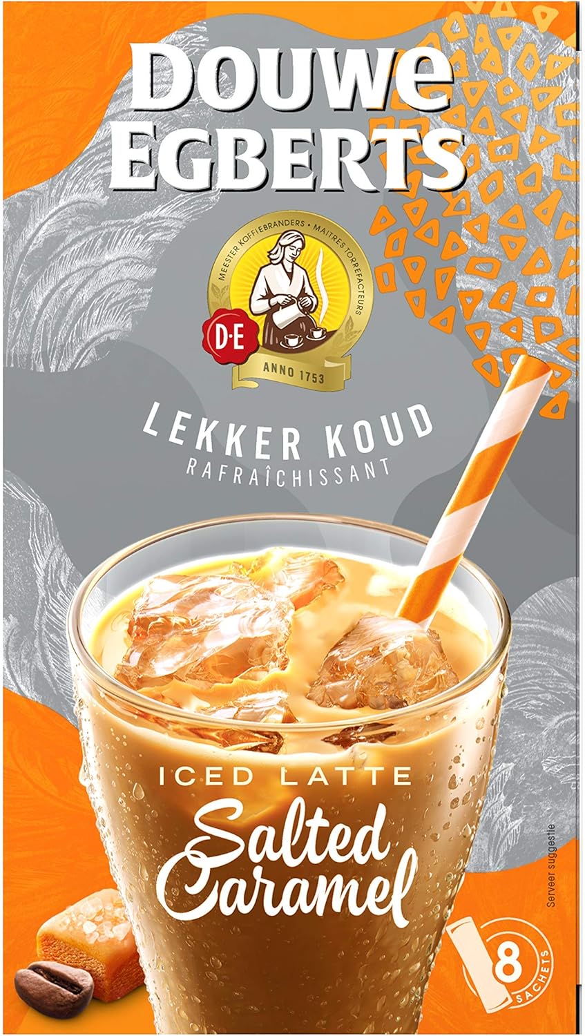 Douwe Egberts Oploskoffie Lekker Koud Iced Latte Salted Caramel, (32