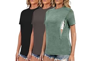Ecavus Women's 3-Pack Nursing Shirts for Breastfeeding with Hidden Zippers Loose Fit Maternity Tops