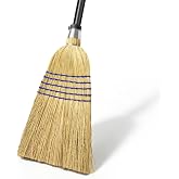 TidyBliss Corn Broom Heavy Duty for Sweeping Garden, Garage, Yard, Porch | 59&rdquo; Tall household natural straw brush, Indoor &amp; outdoor, for Patio, Sidewalk, Concrete, Stone floors