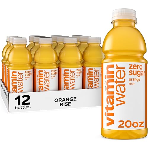 vitaminwater Zero Sugar Rise Orange Nutrient Enhanced Flavored Water Beverage, 20 fl oz Bottles, 12 Pack