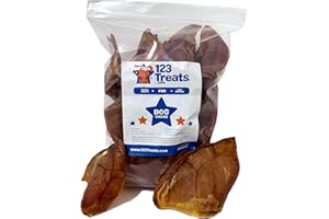 123 Treats Pig Ears for Dogs - (30 Count) 100% Natural, Long Lasting & Highly Digestible Chew Treats, Single Ingredient, Slow Baked, Great for Puppy, Large & Medium Dogs