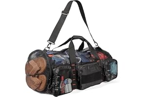 Fitdom 90L Large Mesh Duffle Bag for Scuba Dive or Snorkel Equipment. Best for Water Sports & Beach Activities like Swimming, Diving & Snorkeling. Perfect for Travel, Storage Swim Gym Gears & Balls