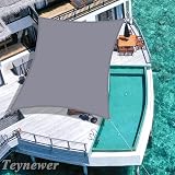 Teynewer 2x2m Square Sun Shade Sail Waterproof UV Block 98% Grey view 4
