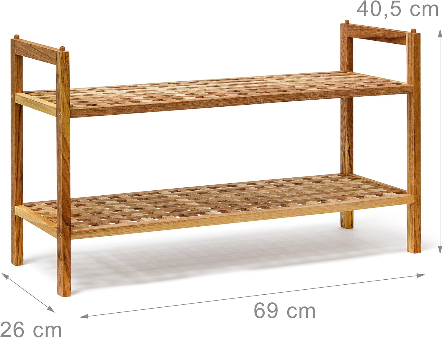 Relaxdays 2-tiered shoe rack, stackable shoe bench, made from walnut wood, two shelves for up to 6 works of shoes, brown - Image 5