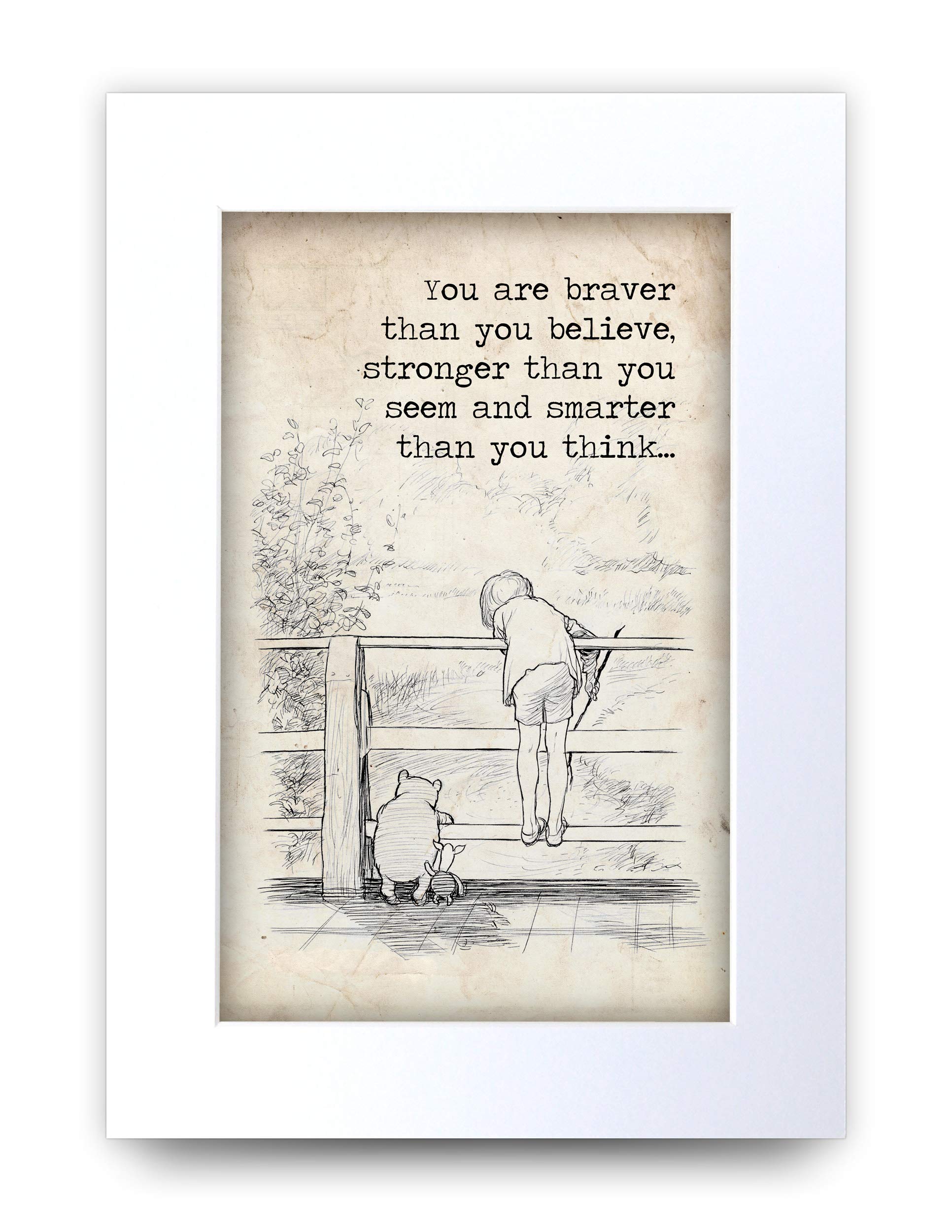 HWC Trading Winnie the Pooh Braver Stronger Smarter A4 Printed Quote Nursery Print Baby Shower Room Gifts New Born Bedroom Gift Print Photo Picture Display โ image 1