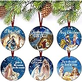 Karenhi 6 Pcs Christmas Nativity Scene Ornaments Jesus Religious Gifts Christmas Ceramic Hanging Ornament Nativity Scene Keepsake The Birth of Jesus Decoration