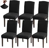 Granbest High Stretch Dining Chair Covers Set of 6 Black Jacquard Parson