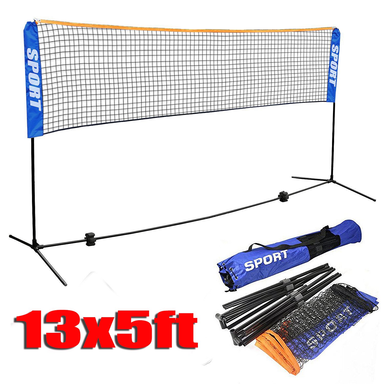 Yaheetech 13 ft Portable Badminton/Tennis/Volley Net Set Adjustable Height Poles Frame Stand Indoor/Outdoor Professional Sports Training Net