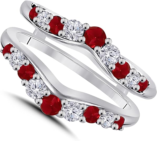 1/2 Ct Cubic Zirconia Diamond & Red Ruby Ring Solitaire
