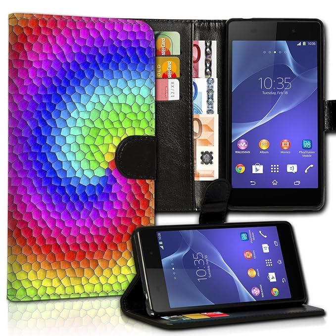 wicostar Book Style Wiko Rainbow Jam Premium PU-Leder Tasche Flip Brieftasche Handy Hülle Kartenfächer mit Standfunktion für 