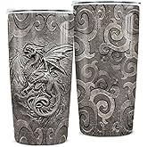 winorax Dragon Tumbler Metal Style Fossil Dragon Lover Viking Celtic Tumblers Stainless Steel 20oz Insulated Travel Coffee Mug Gifts for Men Women Birthday Christmas Presents