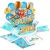 Asmallgf Brother Birthday Card Gifts,Funny 3D Pop up Birthday Card for Brother from Sister,Explosion Box Greeting Card with Cake, Balloons & Gifts