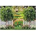 Funnytree 82" x 59" Spring Backdrop Flower Garden Landscape Scenery Grassland Park Background Easter Kids Children Baby Shower Birthday Party Decor Studio Photography Banner Prop Photobooth Gift
