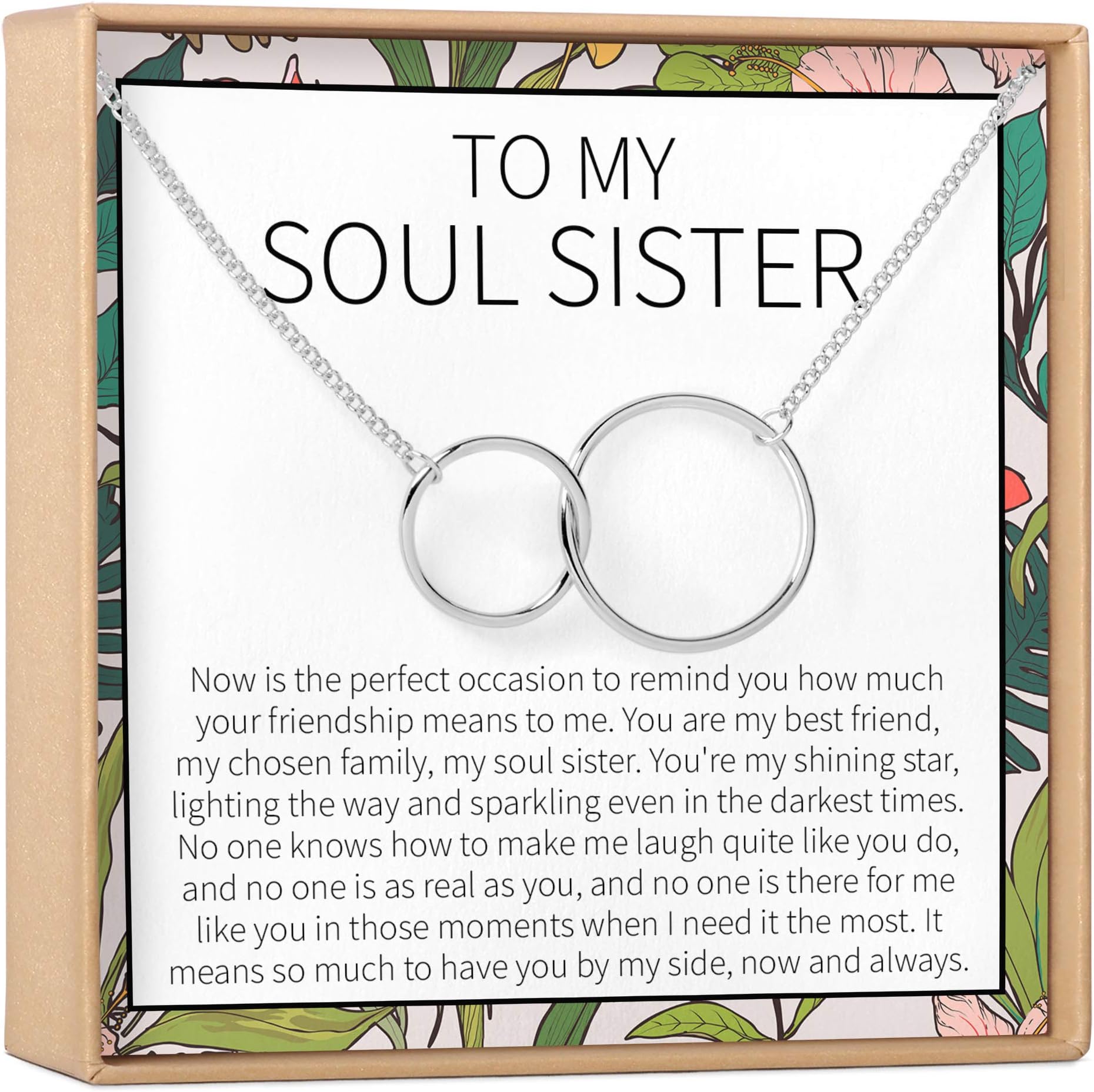 Necklace: BFF, Long Distance, Friends Forever, Friends, 2 Interlocking Circles (Silver-Plated-Brass, NA)