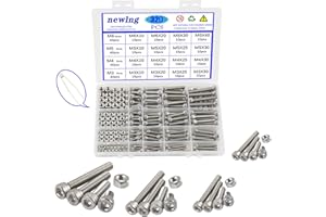 newlng Nuts and Bolts M3 M4 M5 M6 Nuts Kit 304 Stainless Steel Hex Socket Head Cap Metric Machine Screws Set for Bicycles 3D Printer Repair Furniture Fastening