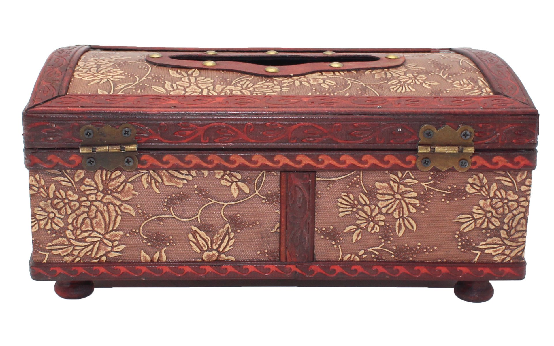 ZOHUMI Rectangle Tissue Box Cover, Vintage Wood Toilet Tissue Box Holder, Large Handmade