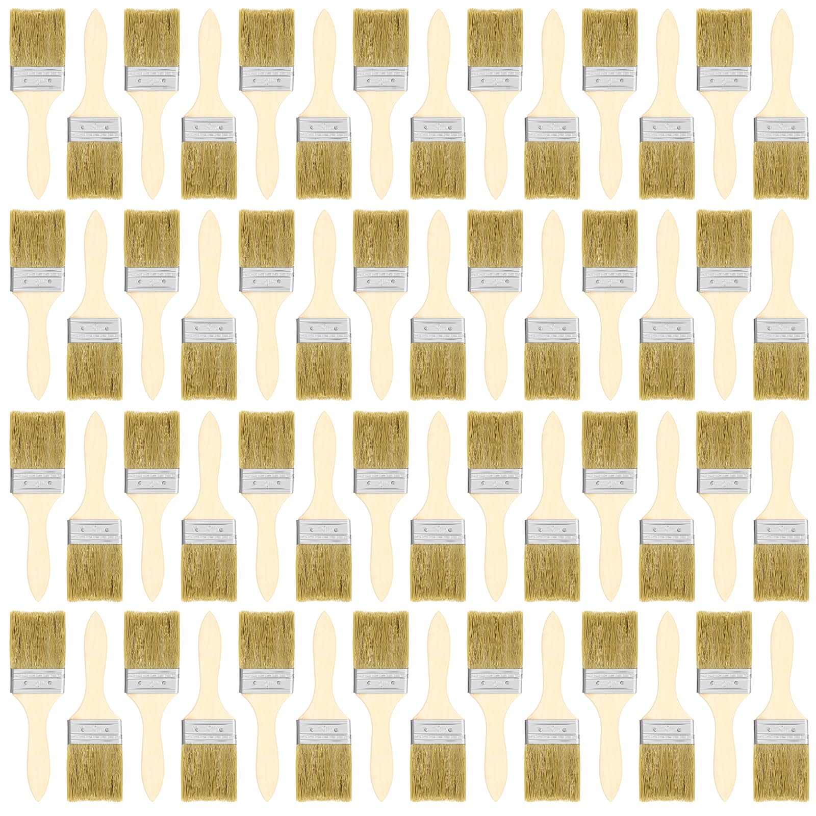 Photo 1 of 100Pcs Chip Brushes 2 Inch Bulk Chip Paint Brushes Wooden Bristle Paint Brush for Paints, Stains, Varnishes, Glues, & Gesso - Home Improvement - Interior & Exterior Use