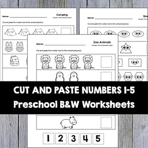 30 Cut And Paste Numbers 1 5 Printable Worksheets Preschool Curriculum Math Pdf Digital Download