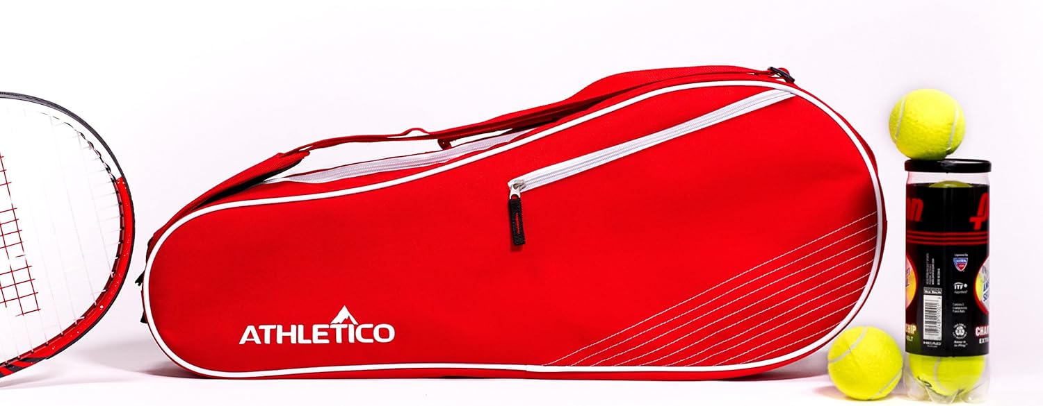 Athletico 3 Racquet Tennis Bag | Padded to Protect Rackets & Lightweight | Professional or Beginner Tennis Players | Unisex Design for Men, Women, Youth and Adults (Red) : Sports & Outdoors