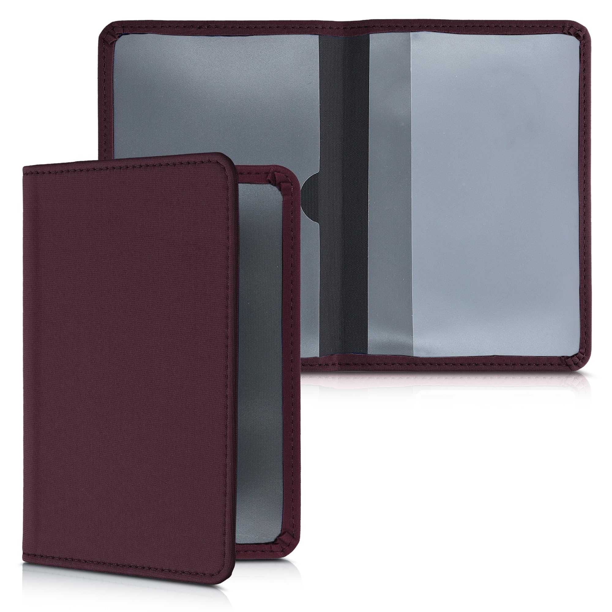 kwmobile Driver's License Holder with Passport Card Slots โ Neoprene Protective Wallet Case, Black, Burgundy Purple