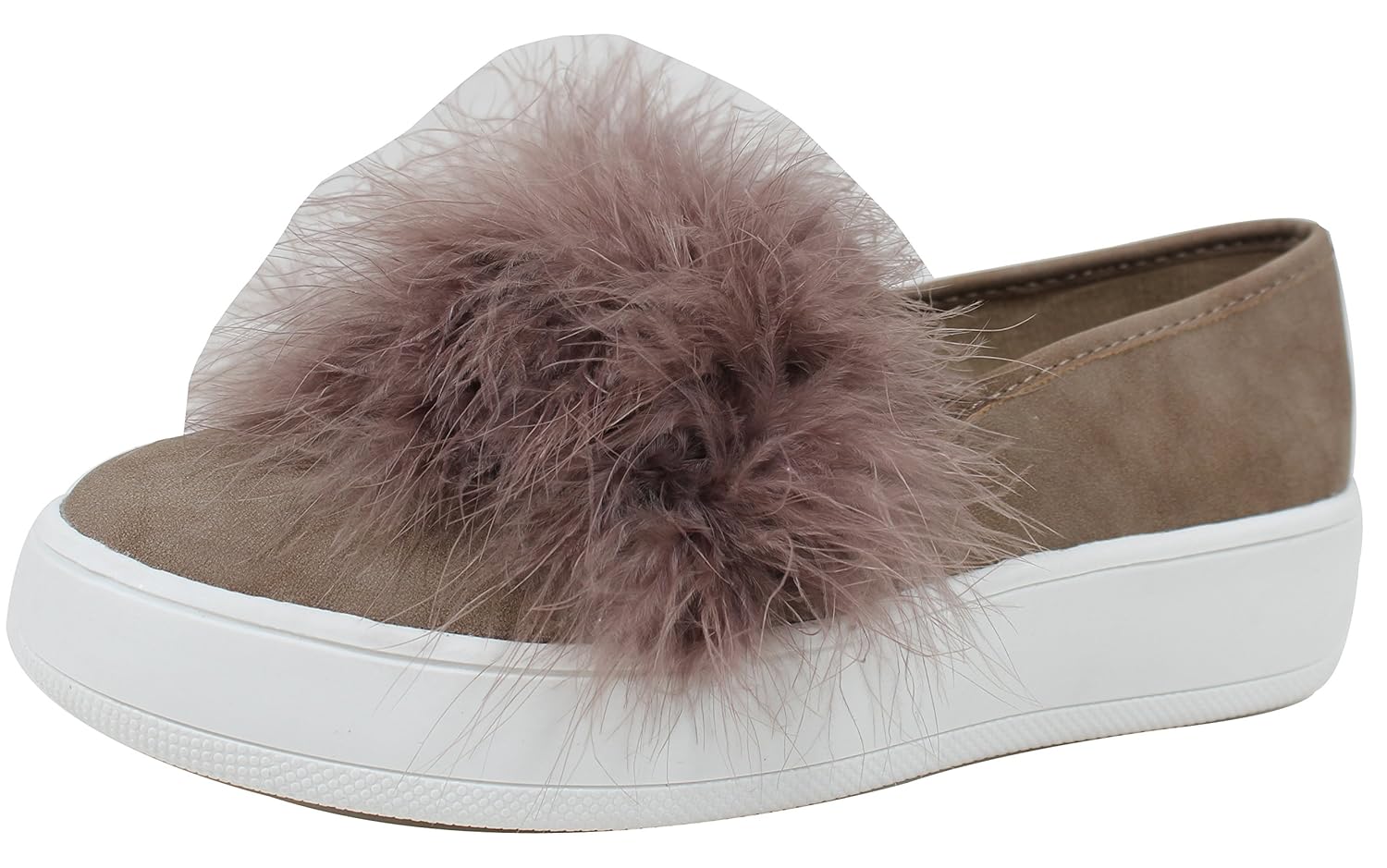 On Sale Soda Womens Closed Toe Fuzzy Fur White Low Platform