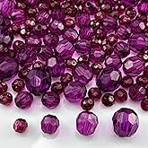 Honkoolly 850pcs Acrylic Round Faceted Beads 6mm 8mm 10mm 12mm Faceted Round Spacer Beads for Bracelets Necklace Earring DIY Jewelry Making Craft(Dark Purple)