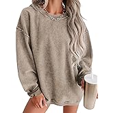 Jokeluck Women's Casual Corduroy Sweatshirts 2025 - Comfortable Long Sleeve Crewneck Pullovers for Fall and Winter