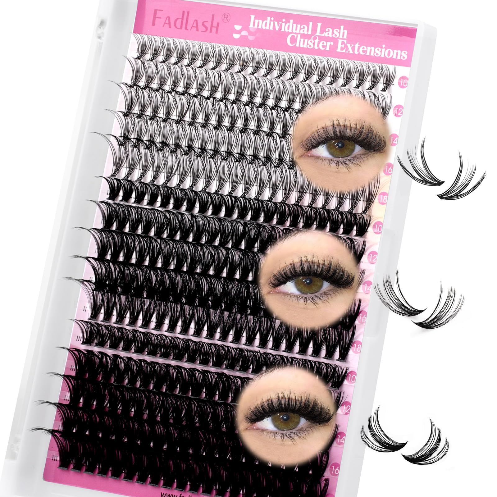 FADLASH 20D+40D+50D 0.07mm C Curl 10-18mm Large Tray Russian Fluffy Natural Wispy Cluster Lashes DIY Eyelash Extensions — image 1