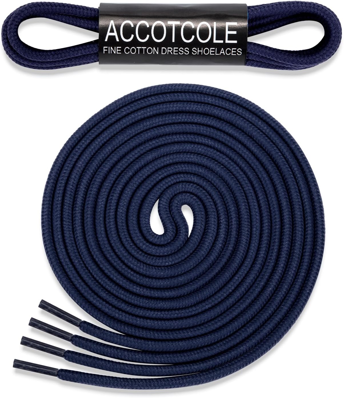 Round Shoelaces [3 Pairs] 5/32" Thick - For Shoes, Sneakers & Boots - By ACCOTCOLE (59" (150 cm), Navy)