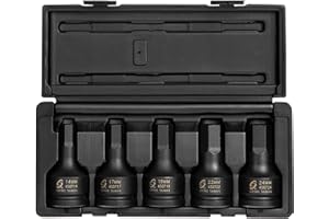 Sunex 4507, 3/4 Inch Drive Impact Hex Driver Set, 5-Piece, Metric, 14mm-24mm, Cr-Mo Steel, Dual Size Markings, Heavy Duty Sto
