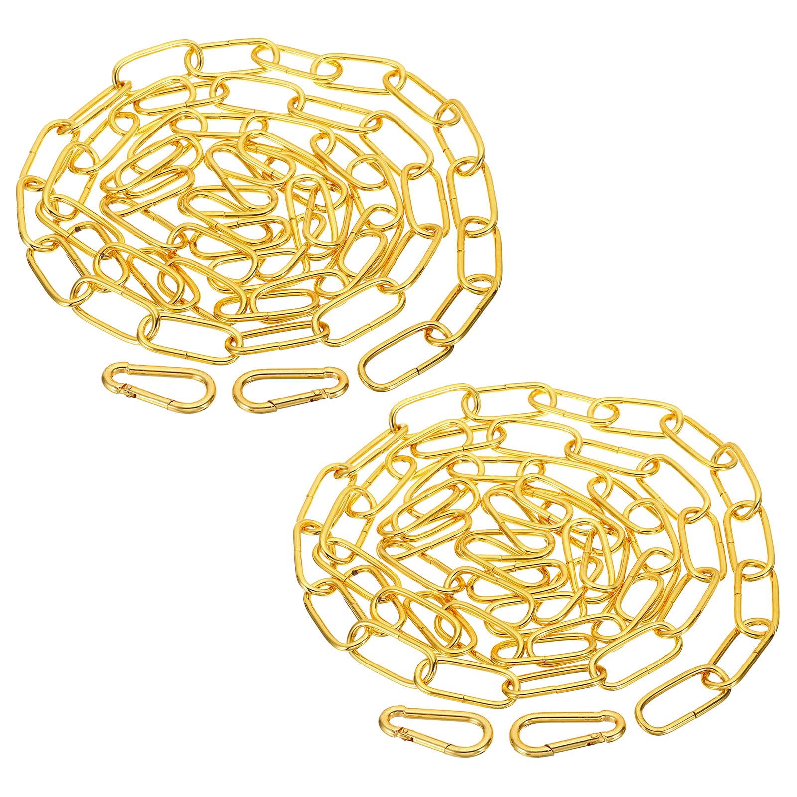 PATIKIL 6 Feet Gold Finish Lighting Hanging Chain, 2 Set Metal Looping Chain for Hanging Plant Pendant Chandelier Light Fixture