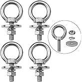 ZYUAROM 4 Pack M8 Stainless Steel Eye Bolts with Nuts, 5/16" x 1" Eye Bolts | 304 Stainless Steel Eye Bolt,Eye Bolts Heavy Duty for Hang Tie Down Outdoor,m8 eye bolt,Long Lifting Ring Eye Bolt