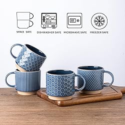 GBHOME 6 OZ Stackable Coffee Mugs, Ceramic Coffee
