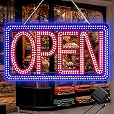 SHZHYIS 16.5"x9" Horizontal LED Open Sign for Business - Ultra Bright & Dimmable Store Sign with 4 Scene Modes, Includes Power Adapter - for Storefront, Coffee Shop, Bar, Salon Window
