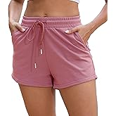 ZKIEYS Womens Sweat Shorts Casual Summer Comfy Lounge Athletic Clothes Elastic Cotton Running Shorts with Pockets