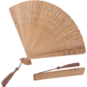 Healifty Bamboo Folding Hand Fan: Vintage Handheld Foldable Fan for Women Ladies, Chinese Wooden Decor Prop for Wedding Favor
