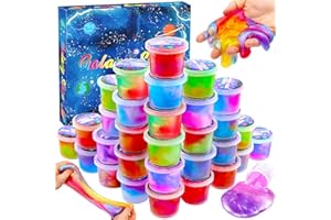 uscan Galaxy Crystal Slime for Kids, Bulk Toys 30 Pack mini Crystal Slime kit for Girls Boys, Slime Party Favors Stocking Stu