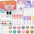 BRIPATI DIY Lip Gloss Making Kit - All-in-One to Make Your Own Lip Care Gloss Set with Clear Base, Pigments, Glitter, Tubes, Fun Creative Gift for Women Girls Makeup Lovers in Christmas Birthdays