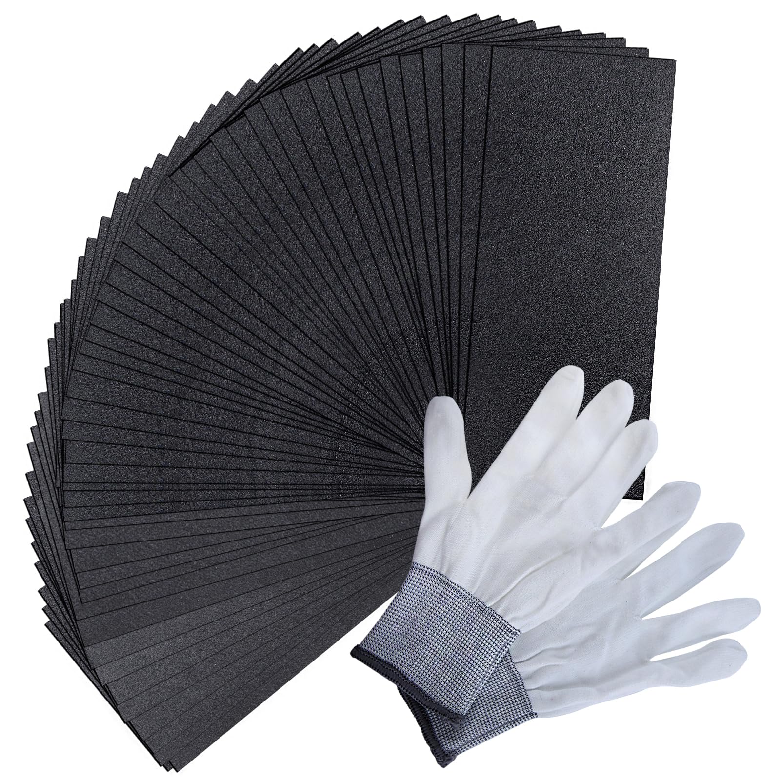 LEONTOOL 57 PCS Sand Paper Sandpaper Sheets 60 to 2000 Assorted Grit Sanding Paper 9 x 3.6 Inch Wet Dry Sandpaper for Wood Furniture Finishing, Metal Sanding and Automotive Polishing, with Gloves